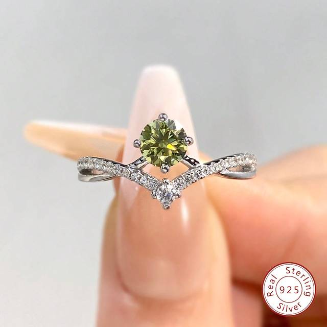 Newsoul 1pcÂ0.5CT 4 Brackets Design Round  Princess Crown D-Color Moissanite Diamond Rings ForÂWomenÂEngagement Eternal Ring Wedding Bridal Jewelry