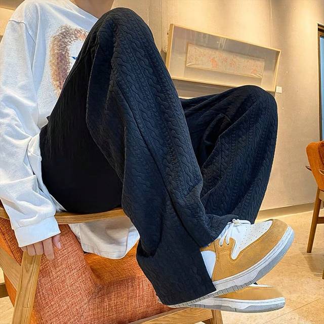 Manfinity Loose-Fit Men&#39;s Solid Color Wide-Leg Sweatpants