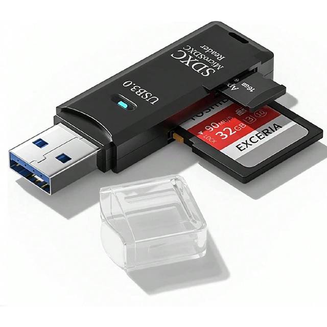 2-i-1 USB3.0 2.0 Kort A Till , Mikro Minneskort Läsare , Till SD-kortläsare Adapter För USB A SD-kort Adapter Stödjer Kompakt Laptop , Plug & Lek ( - 2i1【Svart】 (USB 2.0,USB 3.0)