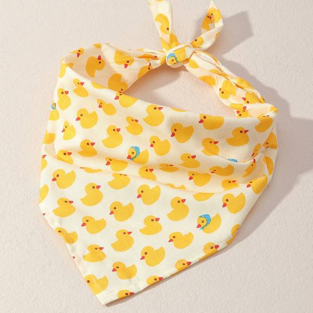 SHEIN 1pc Small/medium Dog Bone & Paw & Duck Patterned Pet Bandana Bib