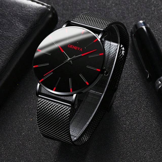 1 st New Geneva Fashion Business Quartz Watch för män, avslappnad och enkel design, lämplig för daglig dekoration (En-Storlek)