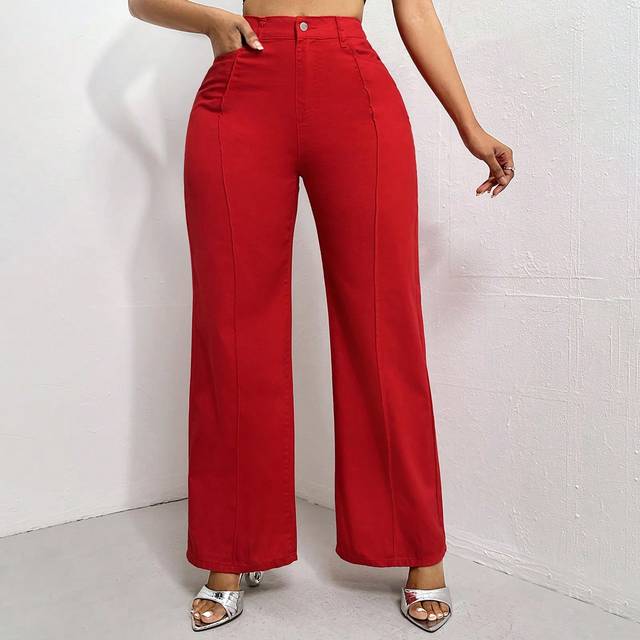 SHEIN Solid Wide Leg Jeans