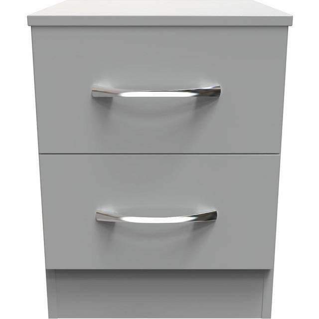 Welcome Furniture Ready Assembled Avon 2 Drawer Bedside Cabinet In Dusk Grey, Grey