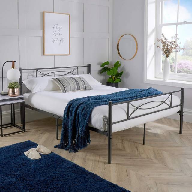 (Double) Dark Grey Metal Frame 3ft Single Kids Bed Bedframe