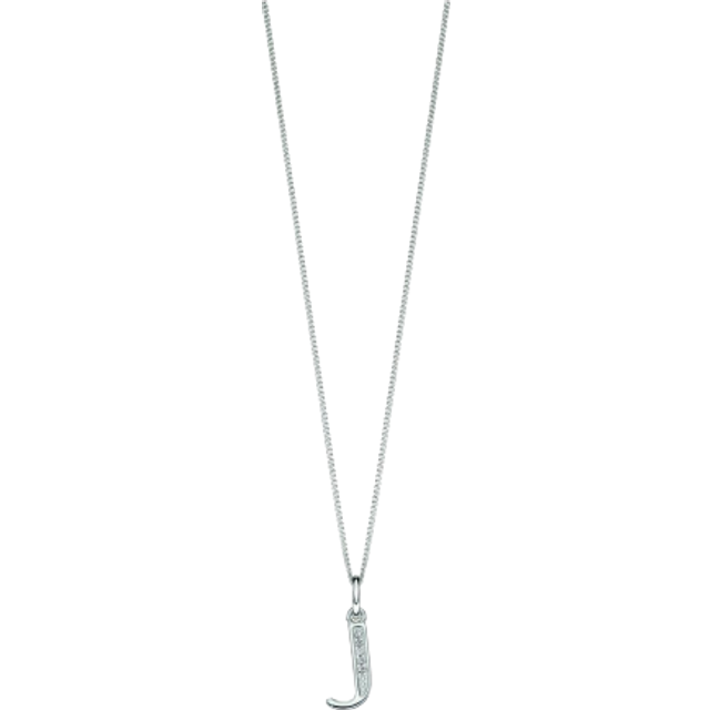 Beginnings Sterling Silver Art Deco Initial J Cubic Zirconia Pendant P4732C