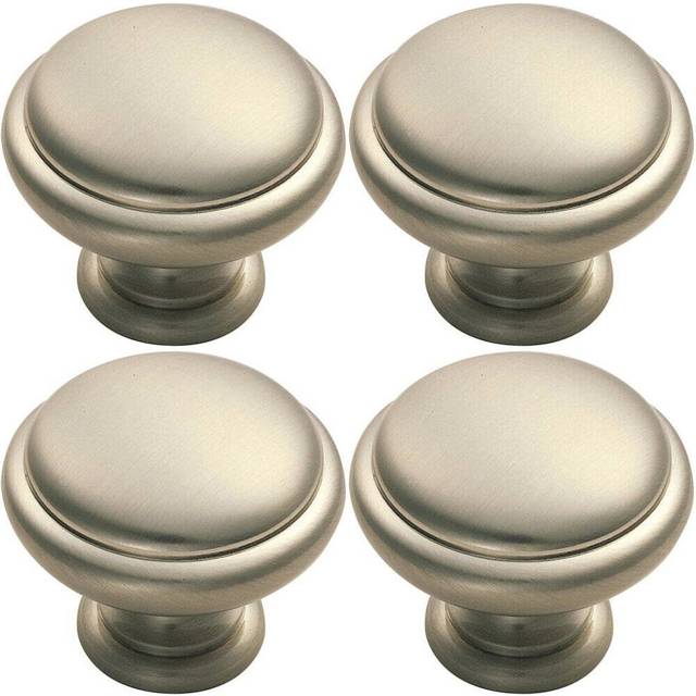 4x Domed Top Cupboard Door Knob 34mm Diameter Satin Nickel Cabinet Handle