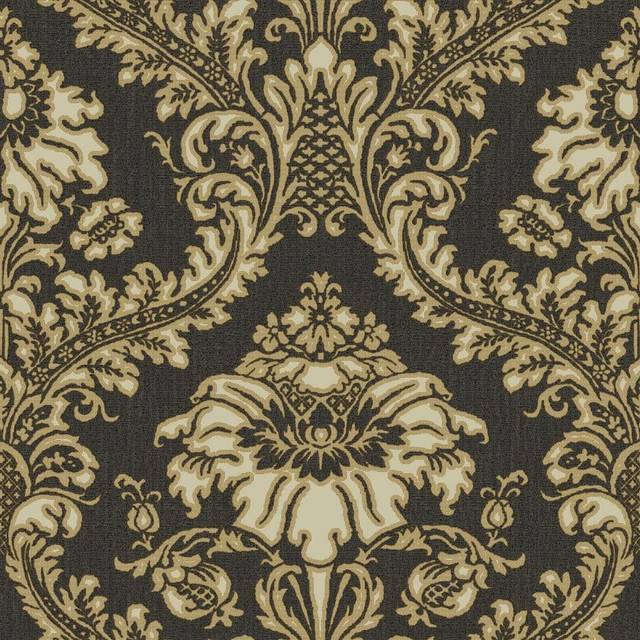 Galerie Cottage Chic Damask Black Wallpaper 25739, Black