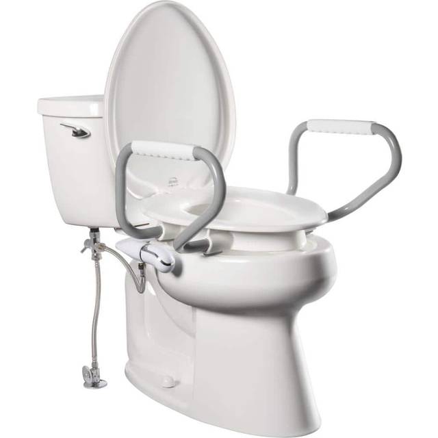 Bemis 7YE5310H20 Assurance with clean Shield Support Arms and Bidet Attachment  Elongated 3 Raised Toilet Seat  White