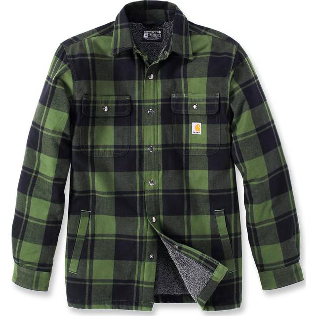 Carhartt Relaxed Fit Flannel Sherpa Lined Shirt - Chive