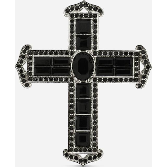 Dolce & Gabbana Cross Ring With Rhinestones - Woman Bijoux Black Metal 54