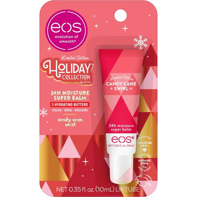 eos Holiday Lip Butter Gift Candy Cane Swirl Super Balm  24H Moisture  Stocking Stuffers  035 fl oz
