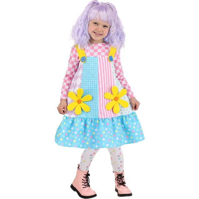 Pinafore Clown Costume for Toddlers - Pink&#47;Blue&#47;Yellow (2T)