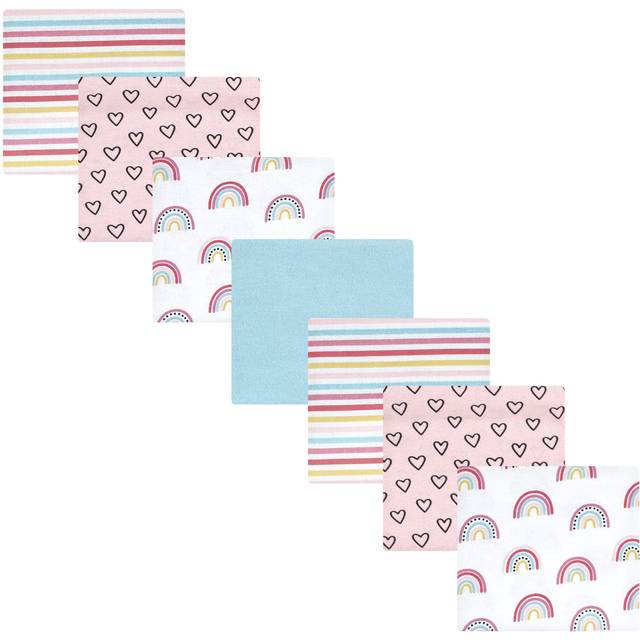 Hudson Baby Unisex Baby Cotton Flannel Receiving Blankets Bundle  Modern Rainbow  One Size