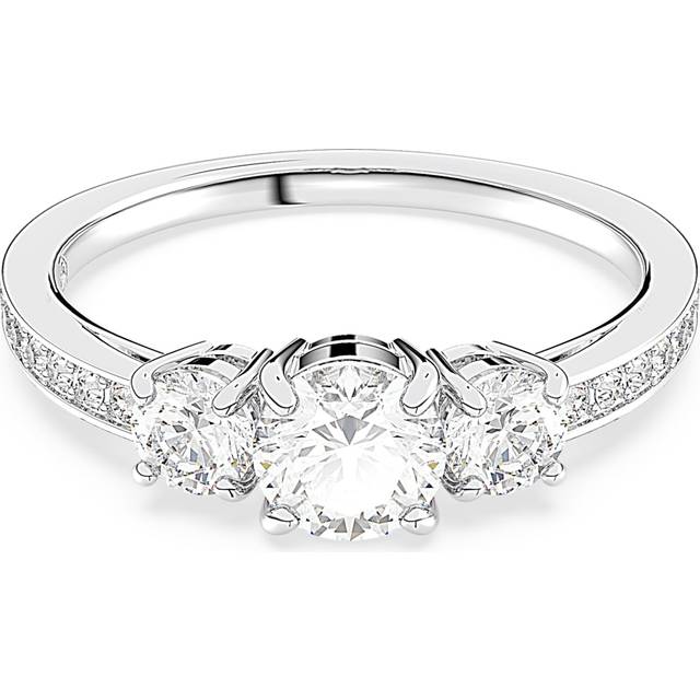 Swarovski Attract Trilogy Round Ring, White, Rhodium Plating-55 - Silver,Clear,White
