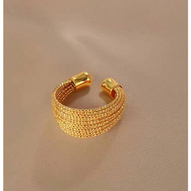 SHEIN 1pc Luxurious Multi-layered Wire & Thread Design Adjustable Ring With Striking Layering