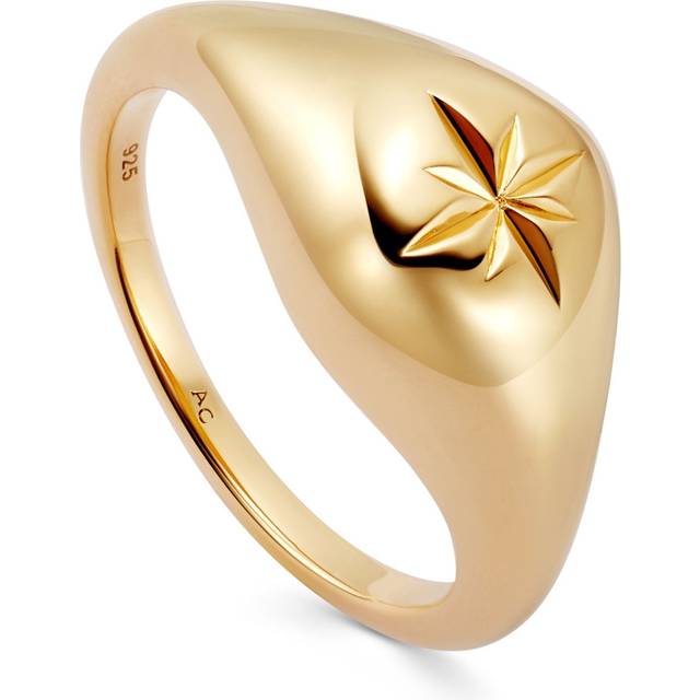 Astley Clarke Womens Yellow Gold Vermeil Aurora Dome 18ct Gold-plated Sterling-silver Signet Ring N - YELLOW GOLD VERMEIL