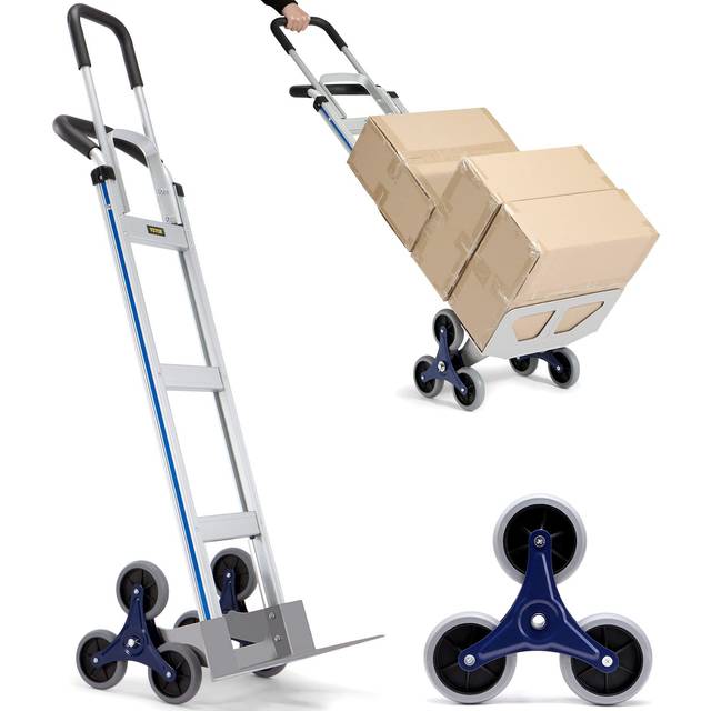 VEVOR trappklättringsvagn, 550 lbs lastkapacitet, handtruck i aluminium med dubbla handtag, integrerad ram och halkfria gummihjul, multifunktionell trappklättrare för lagerflygplats