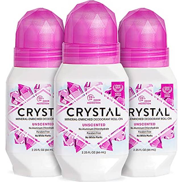 CRYSTAL Unscented Natural Deodorant, Aluminum Free Deodorant With 24-Hour Odor Protection And Paraben Free, 2.25 FL OZ (3 Pack), Packaging May Vary