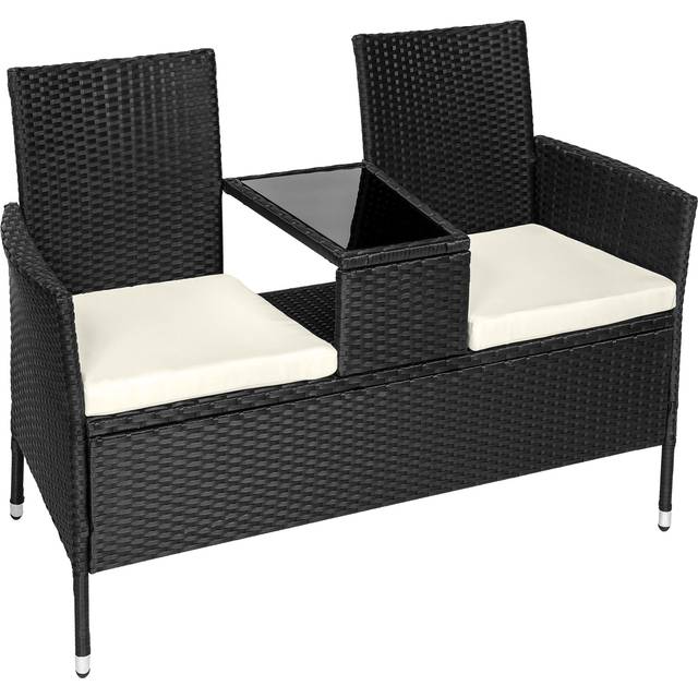 Tectake Garden Bench w/ Table Poly Rattan, Black