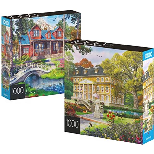 2-Pack of 1000-Piece Jigsaw Puzzles  Pine Cabin & Summer Estate | Puzzles for Adults and Kids Ages 8+  Amazon Exclusive