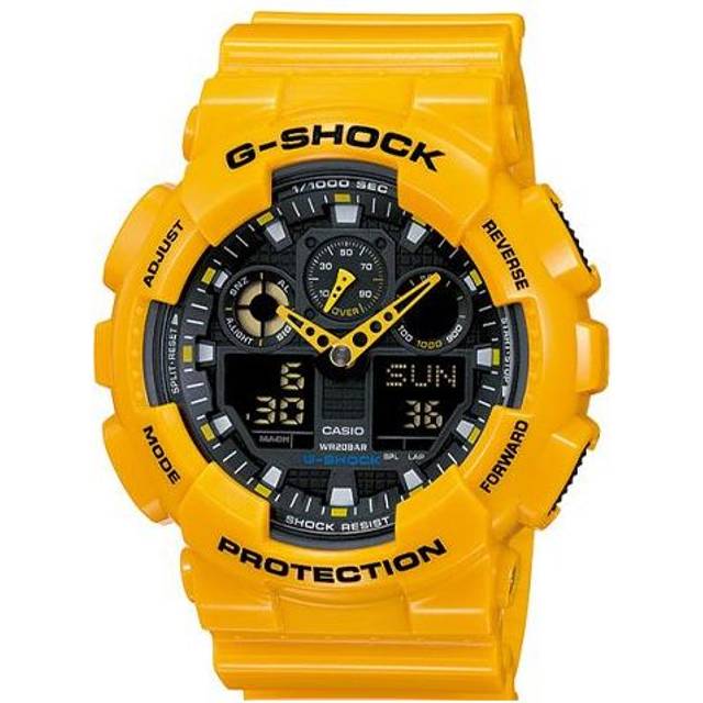 CASIO G-Shock Analog-Digital 'Yellow' GA-100A-9A - Free