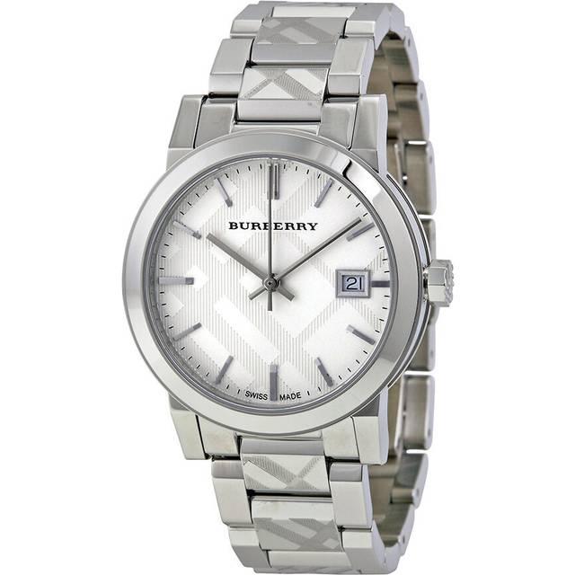 Burberry BU9144 Silver Check Stamped Dial Women's Watch silver