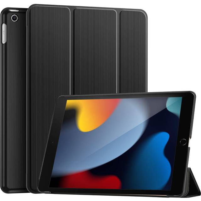 ProCase Fodral Skal till iPad 10,2 tum 2021 9:e Gen/2020 8:e Gen/2019 7:e Gen, Unikt Borstat Fodral, Ultratunn lättviktsställ Smart Cover Case -Svart
