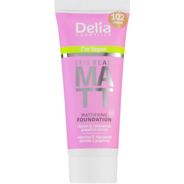 Delia Cosmetics It's Real Matt Matterende foundation Skygge 102 Natural 30 ml