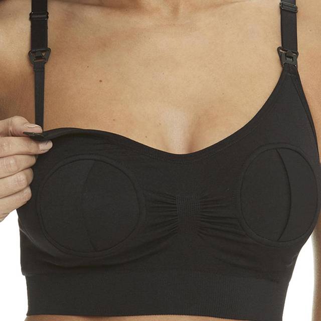 SHEIN Black Handsfree Maternity Bra With Nursing Pad, Front Clasp Breastfeeding Bra