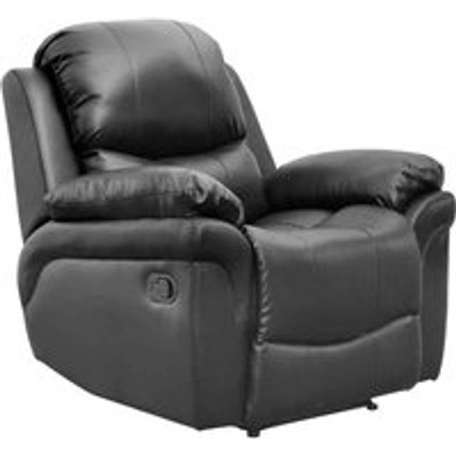 Madison Real Leather Recliner Armchair - Black, Black