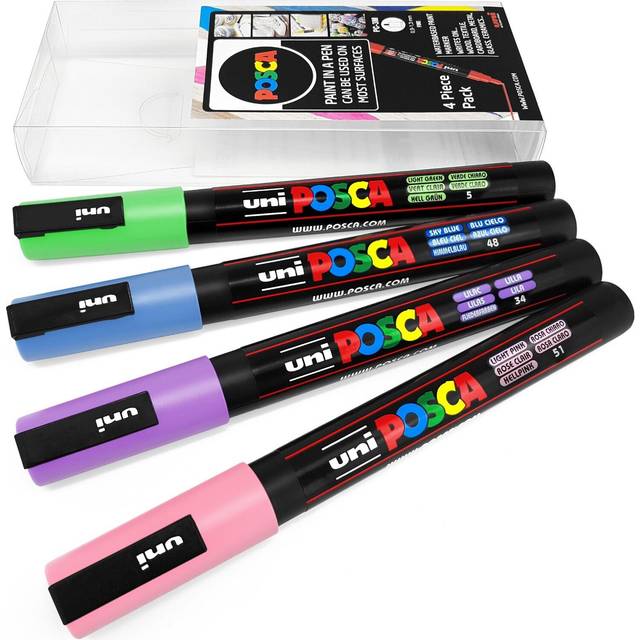 Uni POSCA - PC-3M Art Paint Markers - Set of 4 - In Plastic Wallet - Pastel Tones