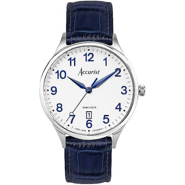 Accurist Men's Classic 37mm Dial Blue Leather Strap Watch