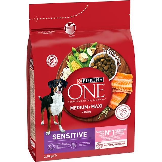 Purina One M/Maxi > 10 kg delikat lax rik på lax för hundar 2,5 kg