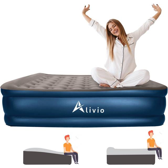 Inflatable Airbed Mattress with Built-in Electric Pump - Single/Double - Grey