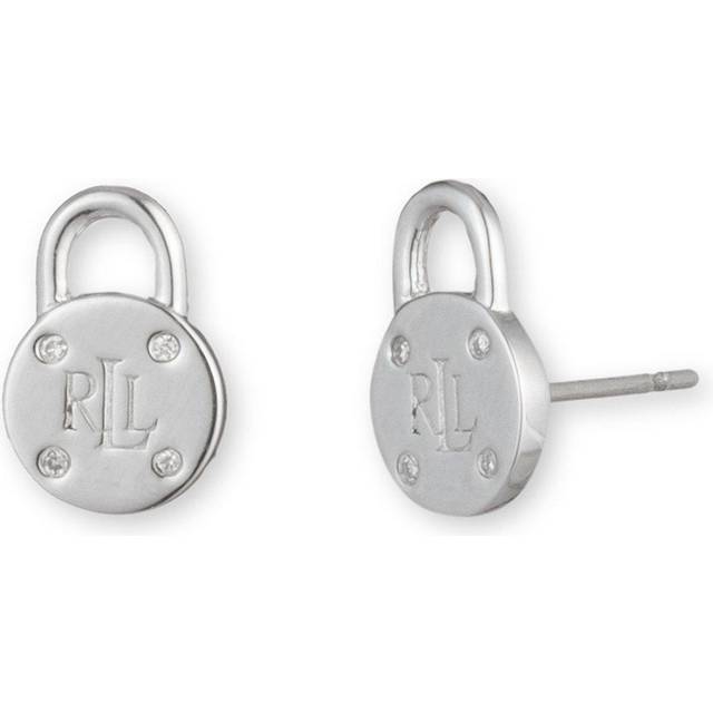 Lauren Ralph Lauren Silver Padlock Diamond Stud Earrings
