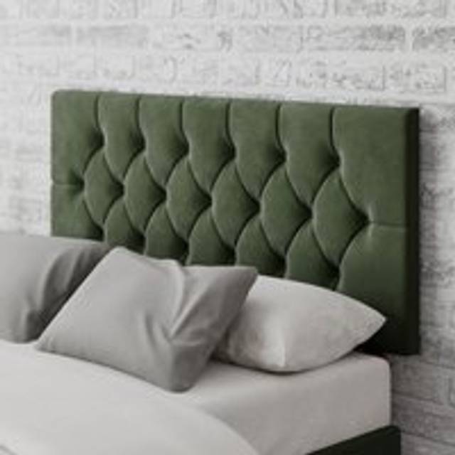 Aspire Olivier Plush Velvet Fabric Headboard - Forest Grn
