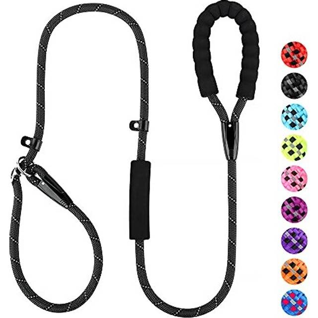 PLUTUS PET Dog Slip Lead, Anti-Choking with Traffic Padded 2 Handles, Reflective Strong Sturdy Heavy Duty Rope Lead, 6FT/182cm Dog Training Lead