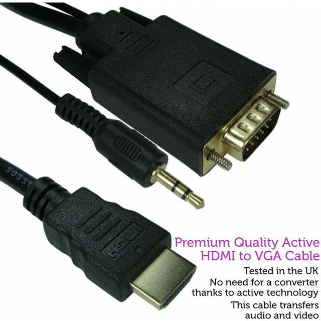 1.8m Hdmi To Vga & 3.5mm Monitor Converter Cable Male Pc Tv Audio Video Adapter
