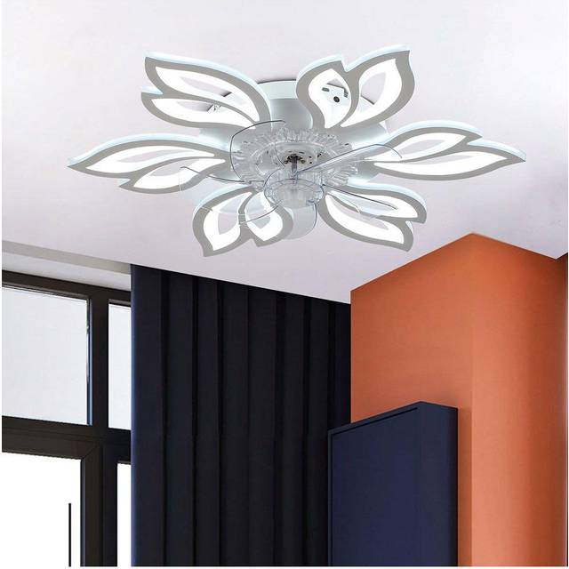 Modern Flower Shape Ceiling Fan Light - White - One Size