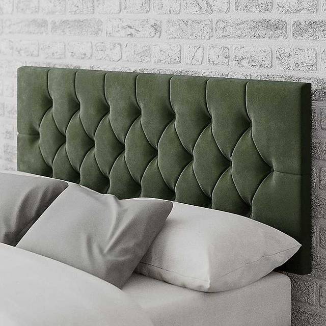 Aspire Olivier Plush Velvet Fabric Headboard - Forest Grn