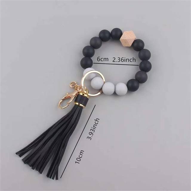 1 set Kvinnors Multifärgad Silikon Nyckelkedjor , Armband , Vristband , Nyckelring , Bil Hänge , Hand Kedja - Svart (En-Storlek)