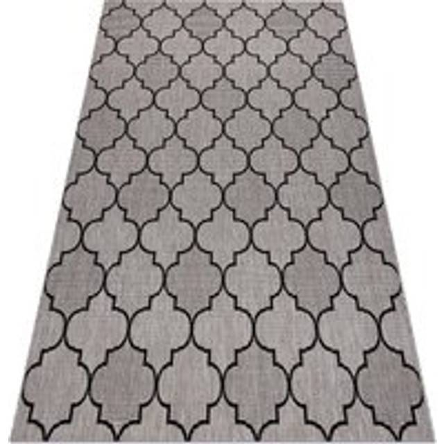 Rugsx - carpet sizal floorlux 20607 Moroccan trellis silver / black grey 140x200 cm