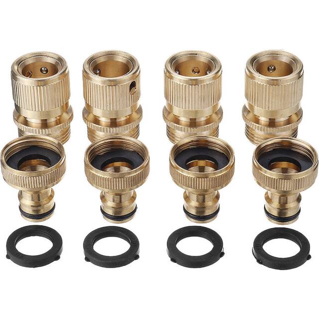 3/4'' BSP Solid Brass Male and Female Connector Garden Hose Quick Connect Water Pipe Connectors Fitting w/ Washers