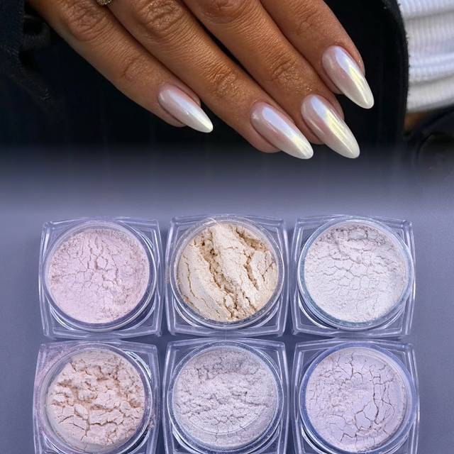 SHEIN 6 Boxes Mirror Powder, Shimmering Effect Nail Art Accessories For Music Festival Holiday DIY Nail Charms Nail Gems Nail Supplies