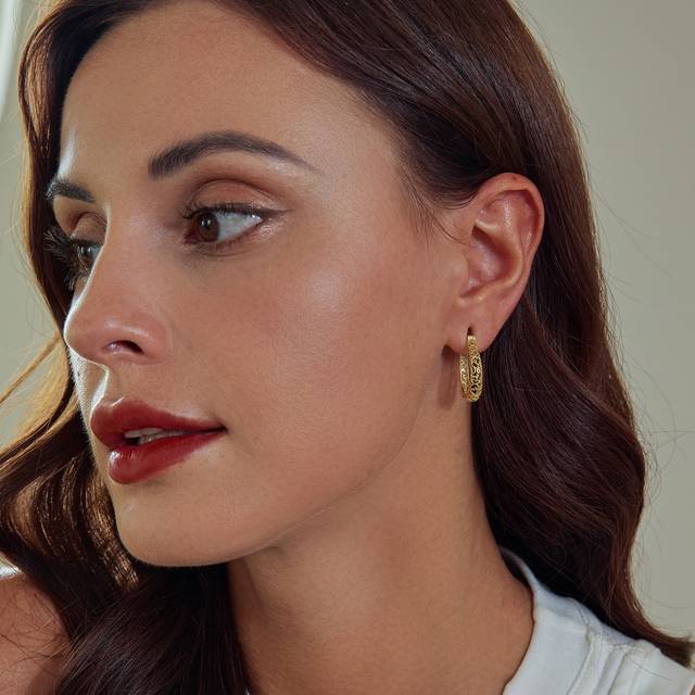 bamoer BAMOER 18K Gold Plated Filigree Hoop Earrings 925 Sterling Silver Vintage Vine Earrings For Women Fine Jewelry Original Design Holiday