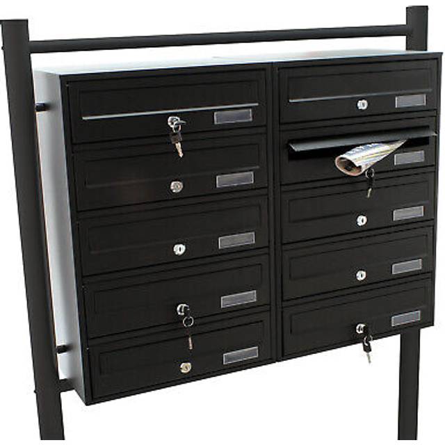 Mailbox System 10 Doors black Letterbox Postbox Pillar Letter Mail Post Box