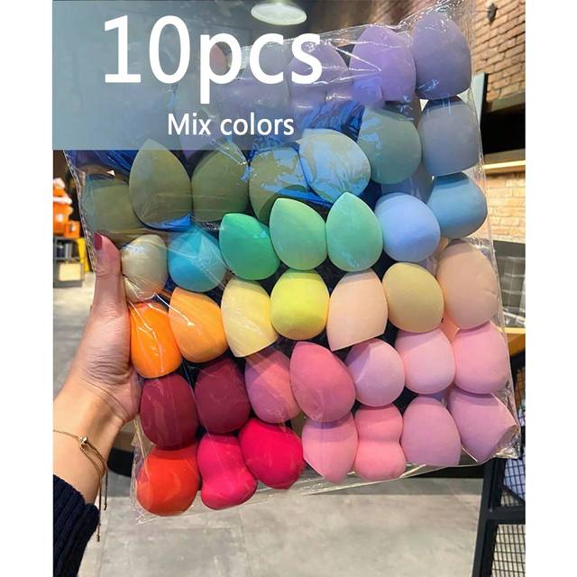 10 st Svamp Kosmetisk Puff Bulk Grossist Skönhet Äggset Vattendroppe Puff Makeup Svamp Super Mjuk Make Up Blender - Beige