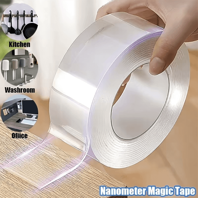 SHEIN 1pc/3pcs Heavy Duty Double-Sided Tapes, Reusable Traceless Strong Sticky Tape Strips, Multipurpose Removable Washable Clear Mounting Nano Tape For Pas