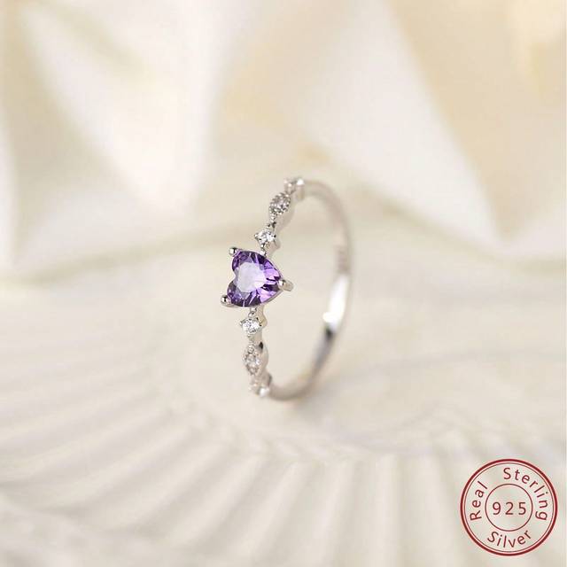 SHEIN 1pc S925 Silver Heart Shaped Ring With Cubic Zirconia Stone, Fashionable, Simple And Elegant Design Suitable For Daily Wear By Women Valentines