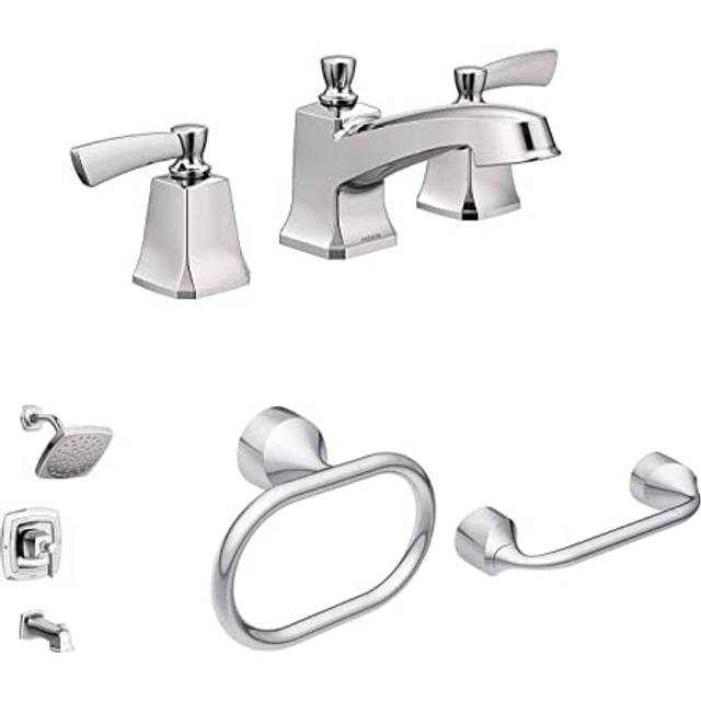 Moen Conway Chrome Two Handle Widespread Bathroom Sink Faucet with Val